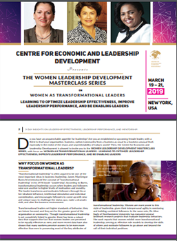 THE WOMEN LEADERSHIP DEVELOPMENT
MASTERCLASS SERIES